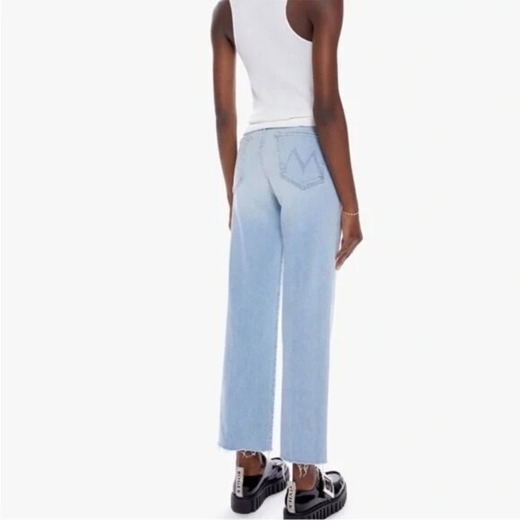Mother The Rambler Zip Ankle Fray Wide Leg Jeans In Chill Pill Size 26 - Picture 3 of 15